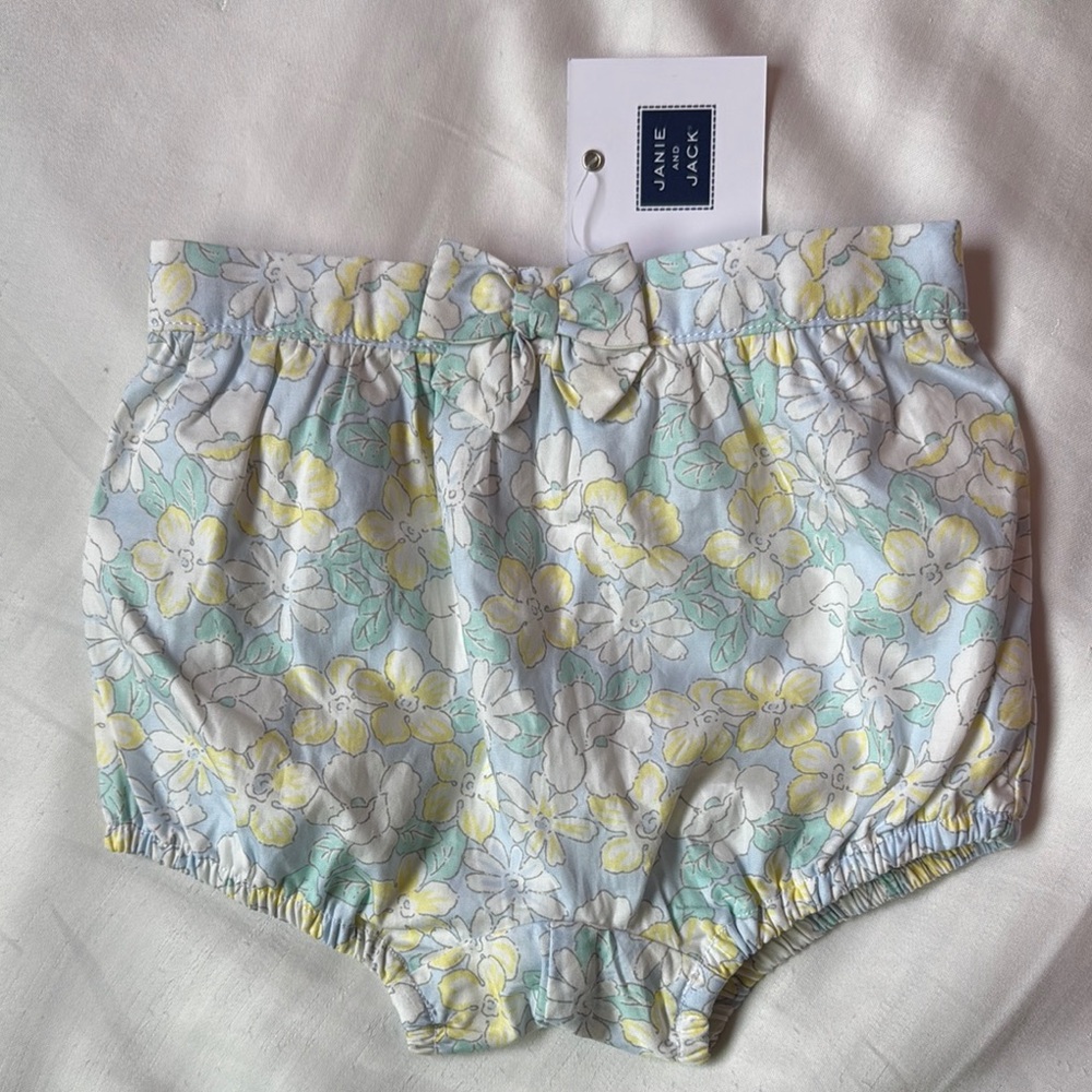 Janie and Jack Floral Kids Bottoms - Blue and Yellow